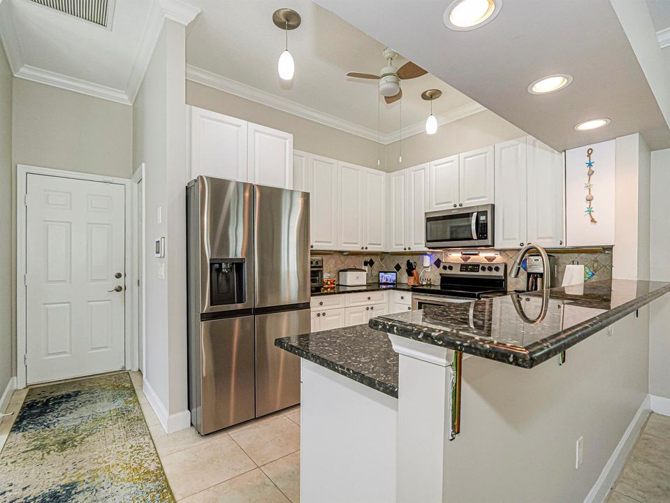 Kitchen Showing Garage Door
