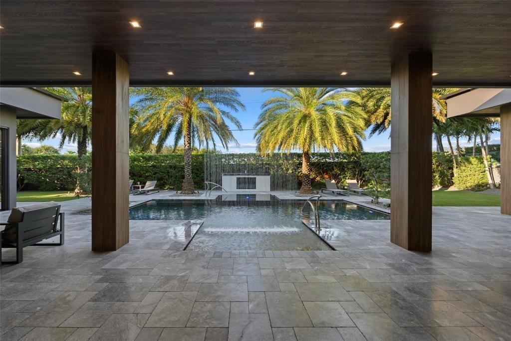 pool waterfall day