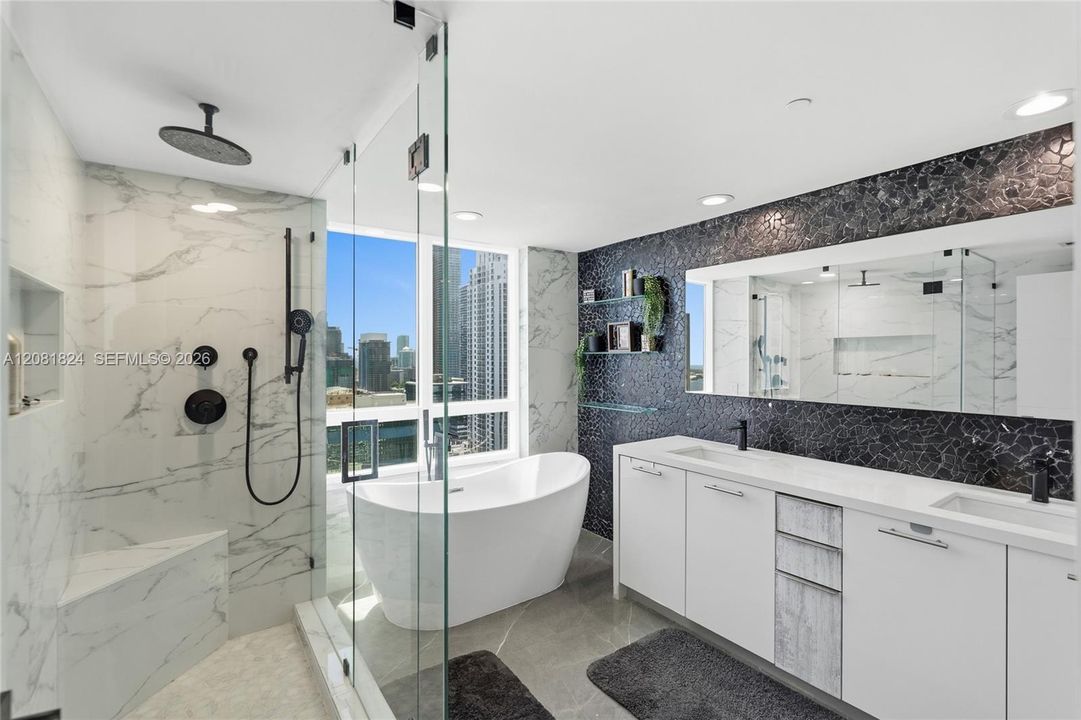 Spacious Primary Bathroom with separate shower and tub.