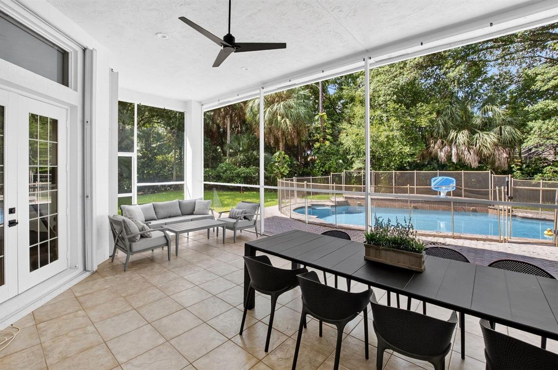 Screened in Patio overlooking the pool