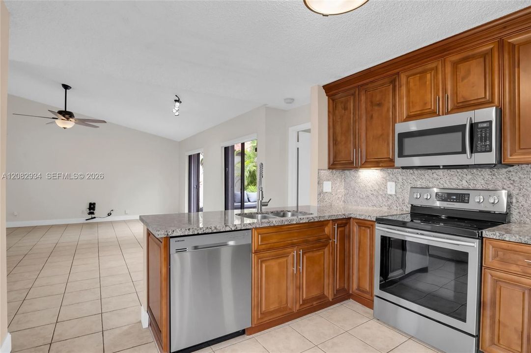 open kitchen to living/dining area
