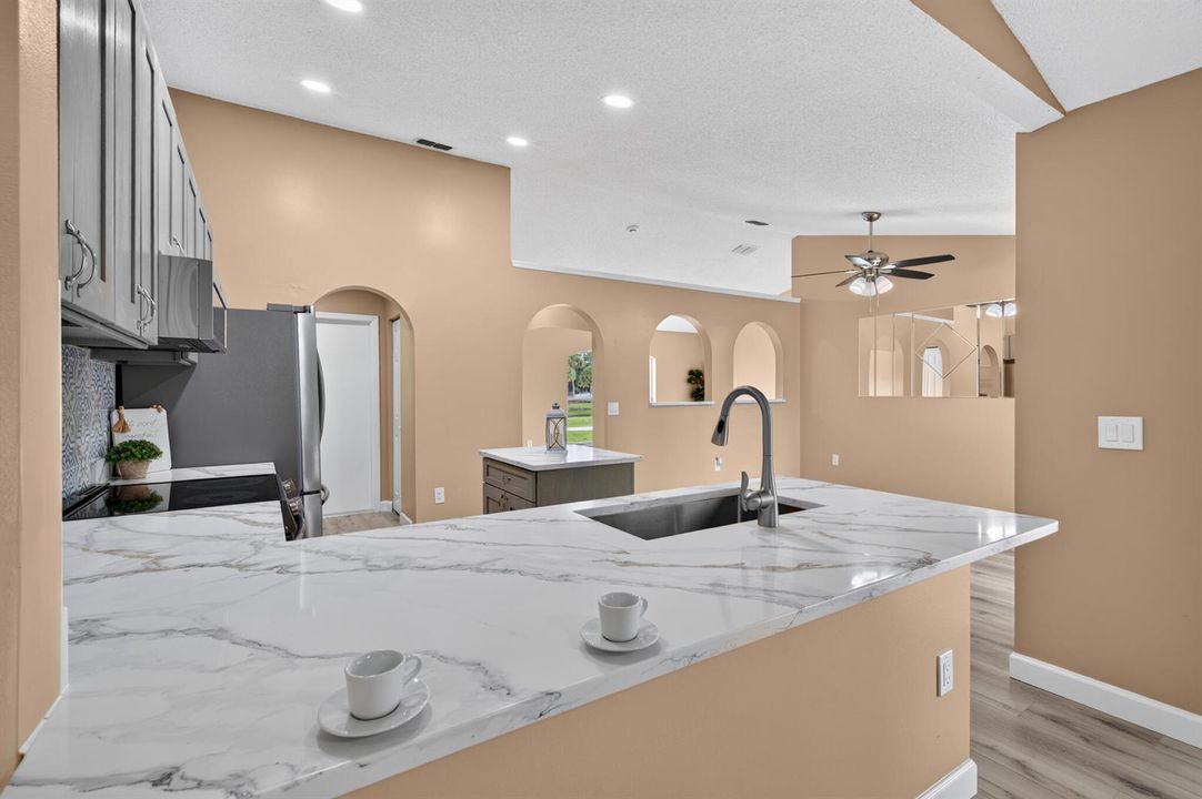 Vaulted Ceiling and Breakfast Bar