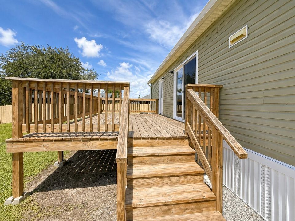 Sunlit Wooden Deck and Stairs