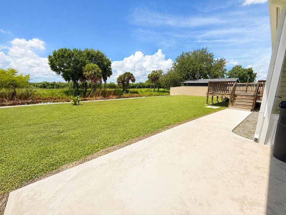Sunny Backyard Lawn and Deck