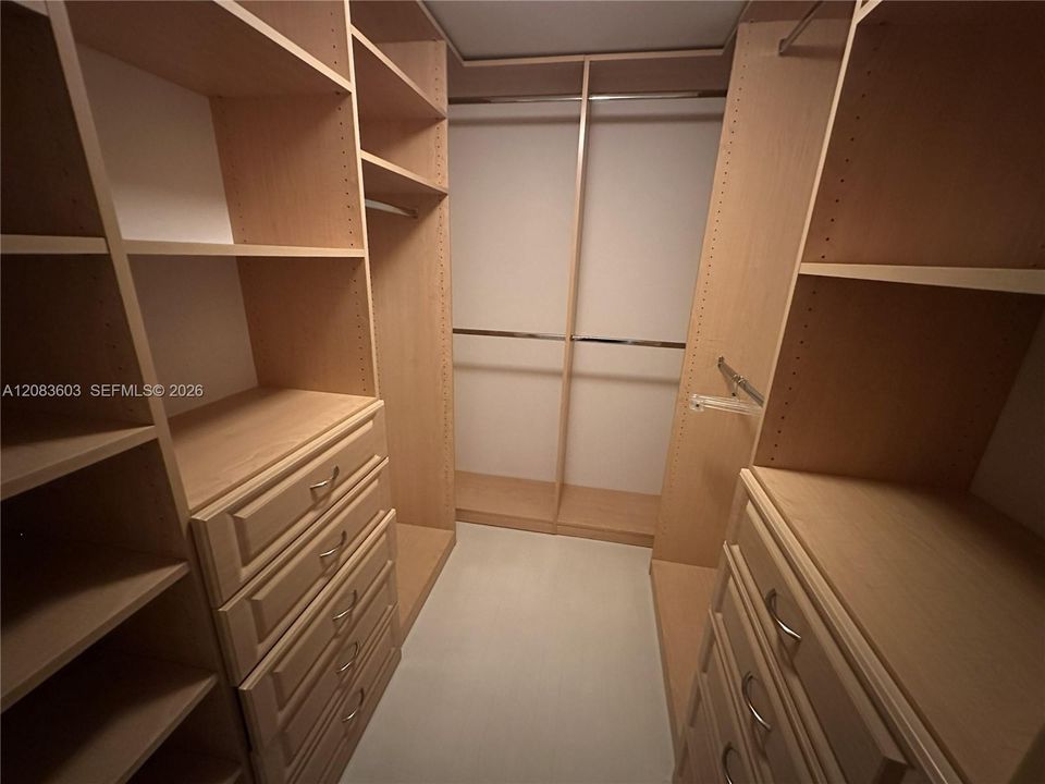 Primary closet is fully built out.