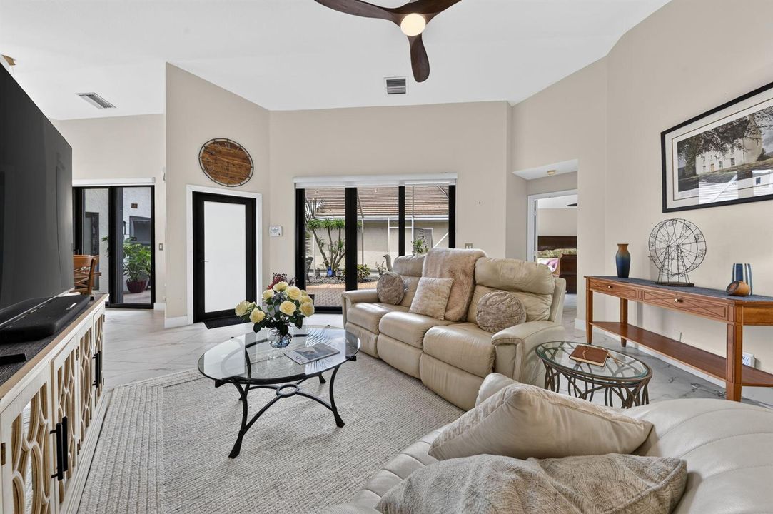 Living room looking out to courtyard