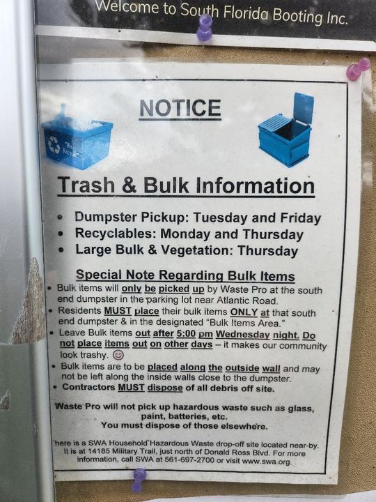 Trash pickup info