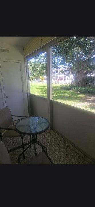 patio with storage closet