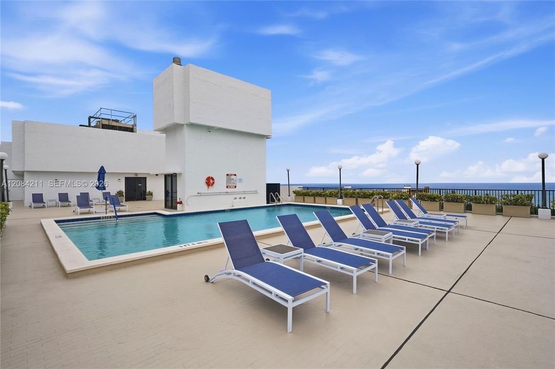 Recently updated pool with new furniture as well