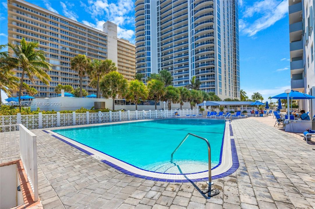Pool area with chairs