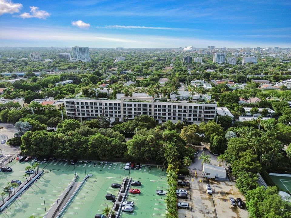 Aerial view of 2200 Brickell and surrounding neighborhood