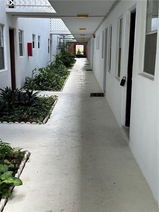 Outside walkway to unit