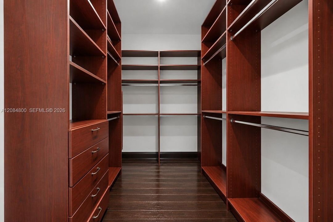 Three walk-in closets in the primary suite