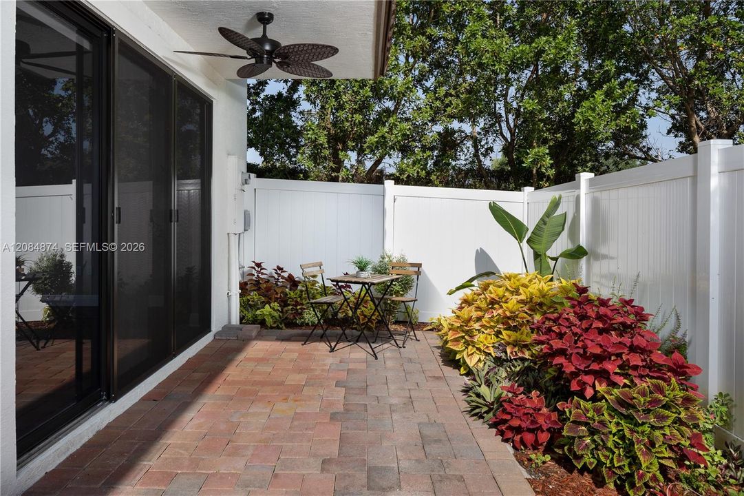 Fenced Patio Area with Landscaping and Pavers