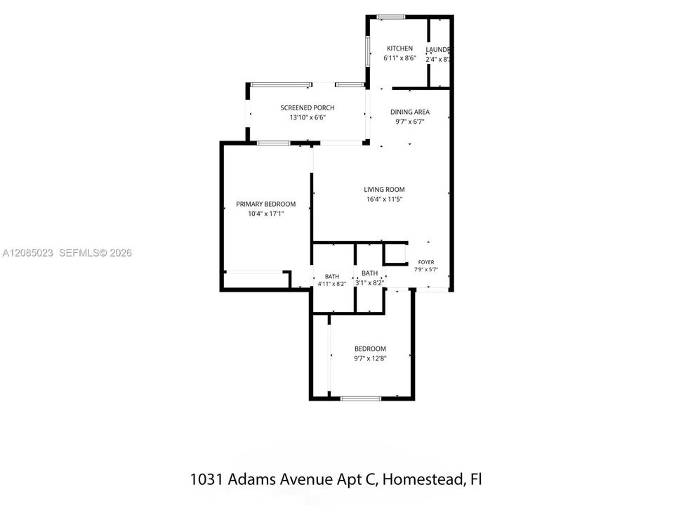 For Sale: $195,000 (2 beds, 1 baths, 863 Square Feet)