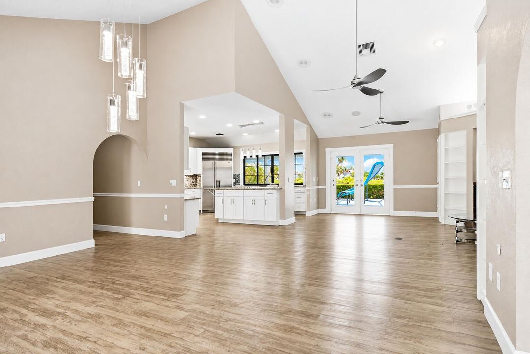 view into kitchen and family room