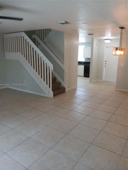 View from the living room to the kitchen