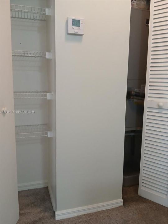 Linen Closet and AC closet in hallway between the two bedrooms