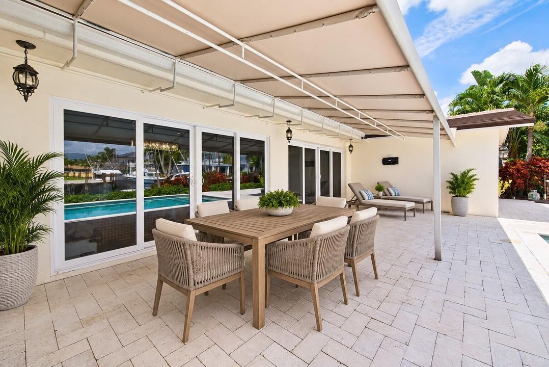 Stage back patio with table