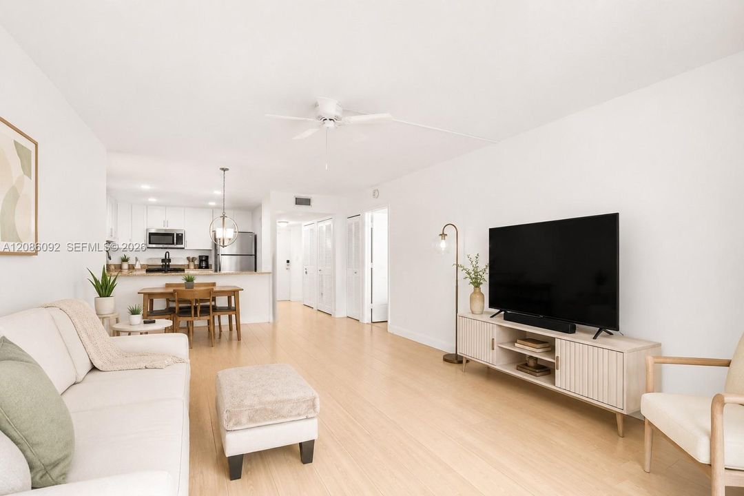 Digitally rendered showing open living area concept