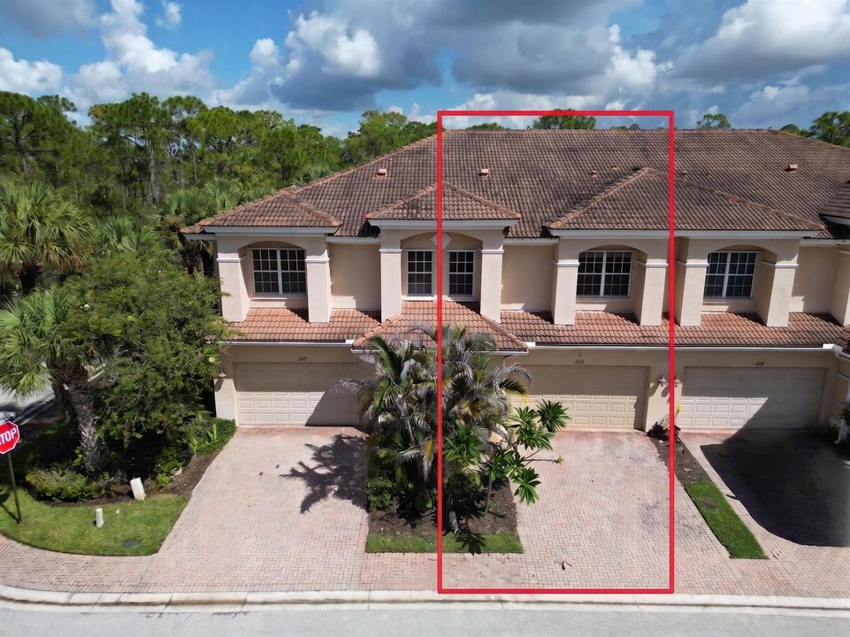 Front low aerial with red box
