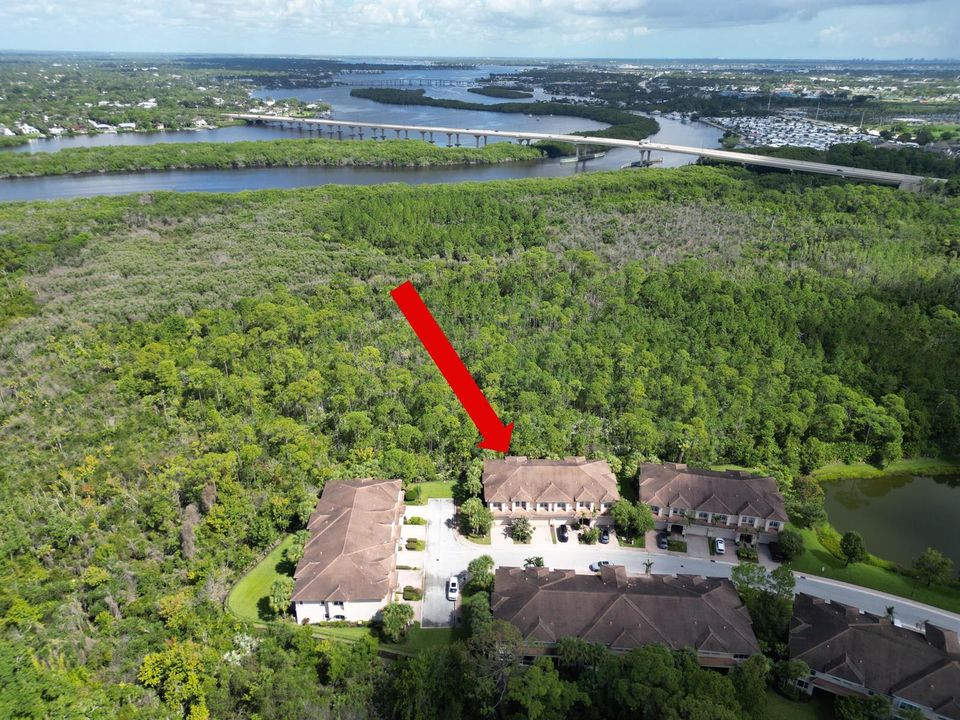 Aerial with red arrow