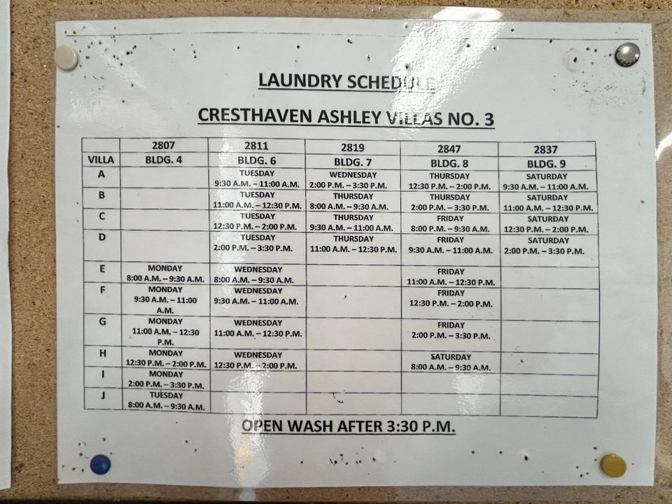 LAUNDRY SCHEDULE