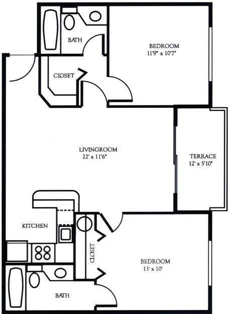 2 bedroom floor plan