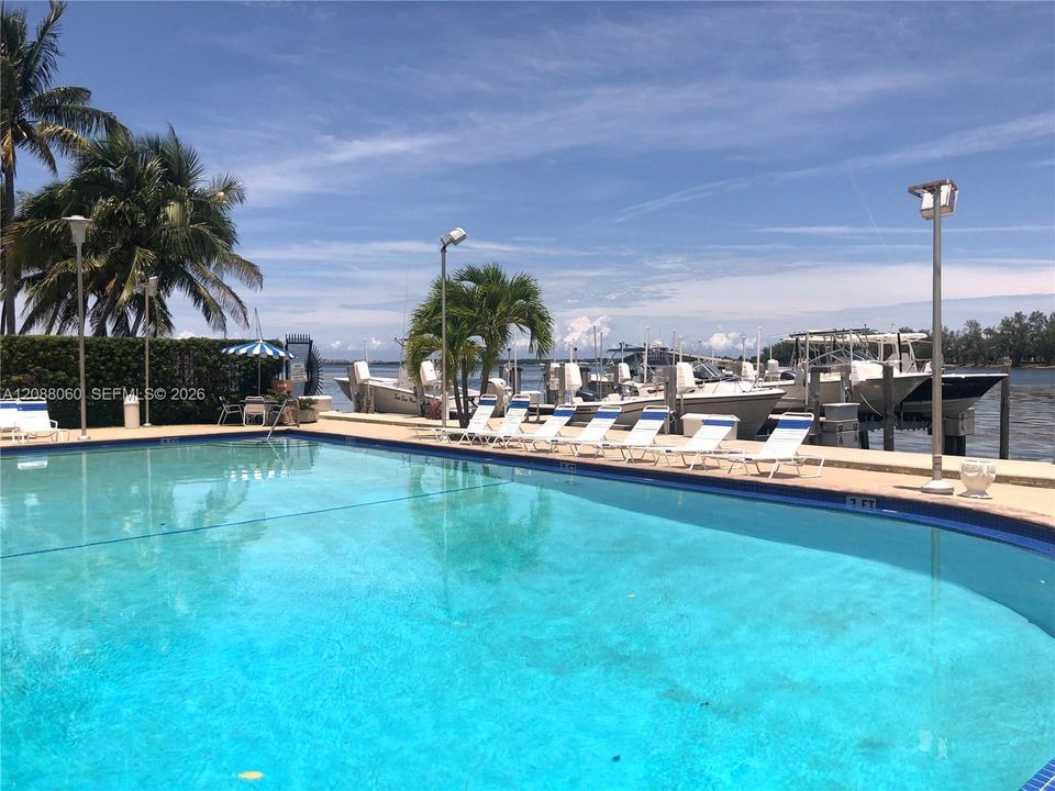 Pool overlooks Biscayne Bay