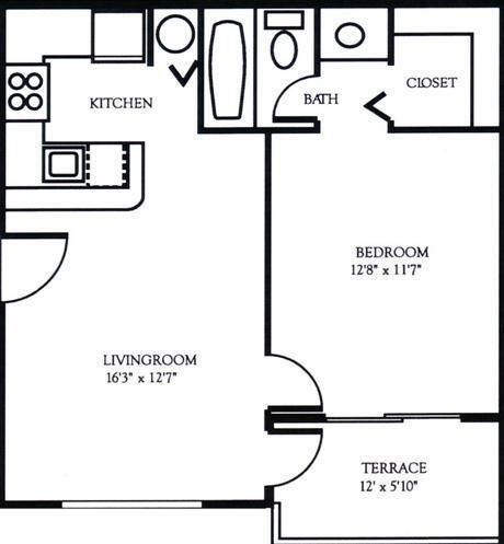 1 bedroom floor plan