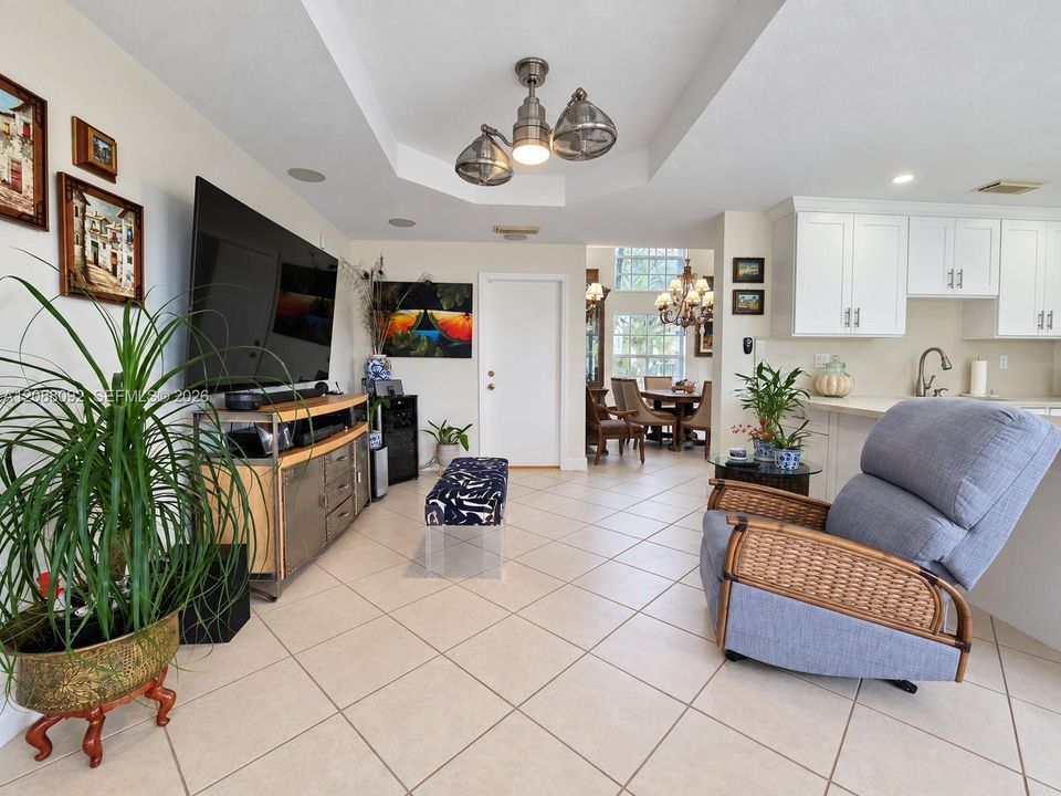 Family Room is bright and has surround system speakers