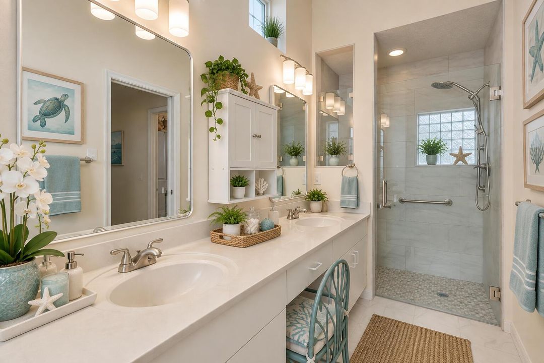 master bath staged