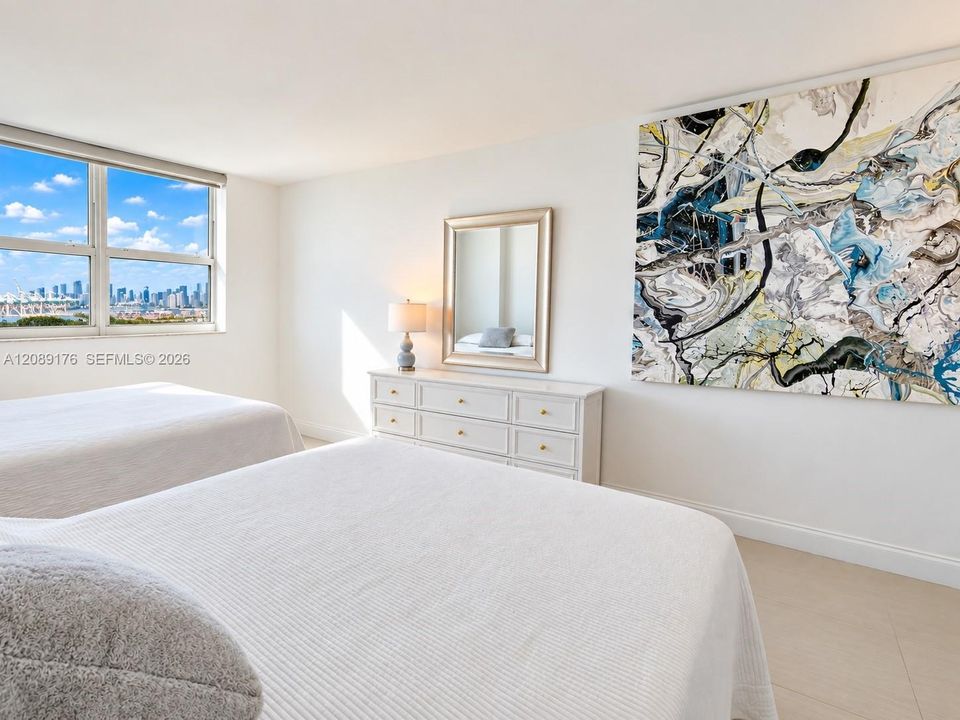 Guest bedroom with bright natural light and flexible layout