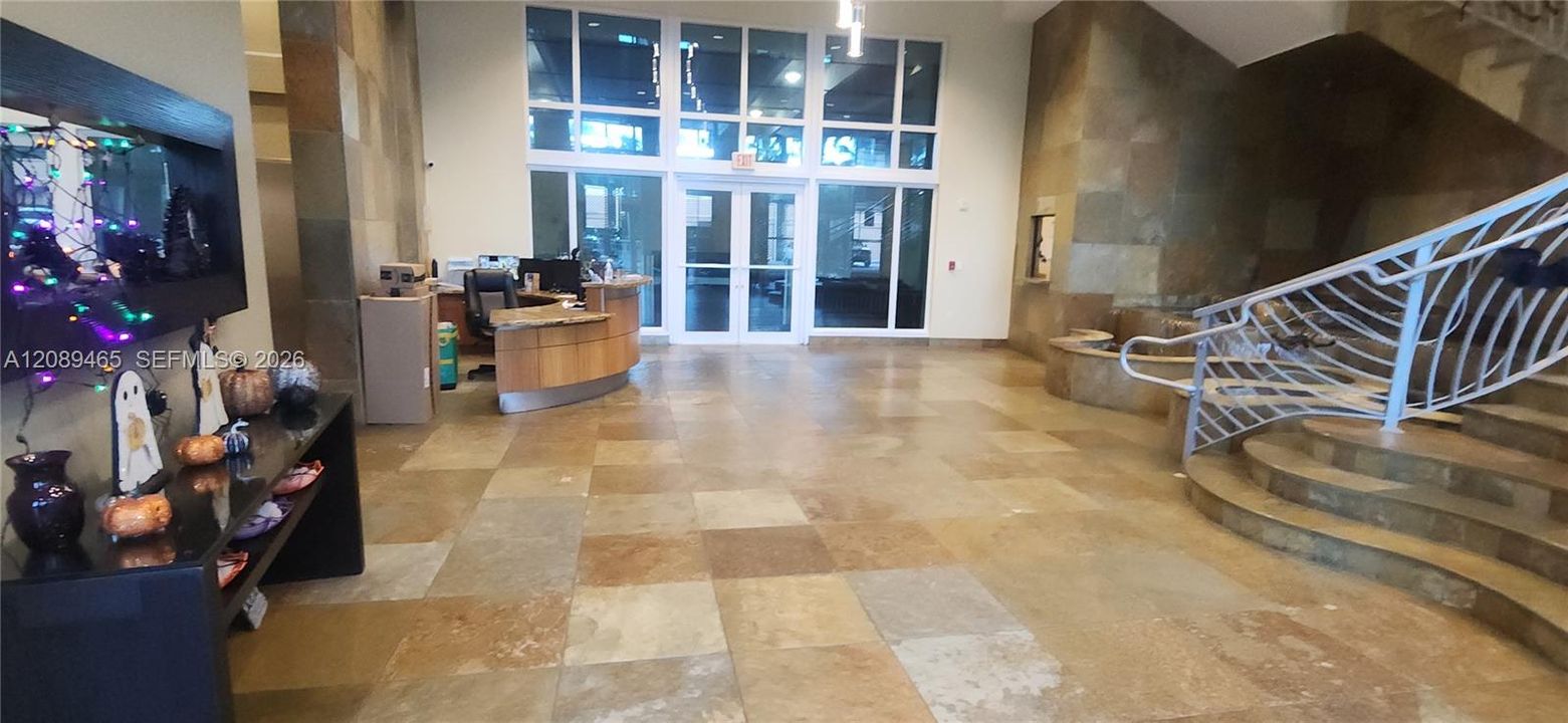 secured lobby entrance and exit area 24/7 and valet parking for guests too
