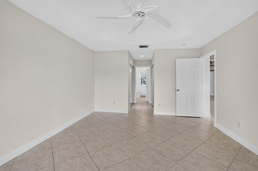 Primary bedroom toward closets & bath