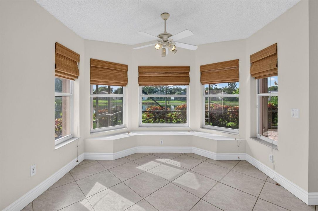 Bay windows lake view sitting area
