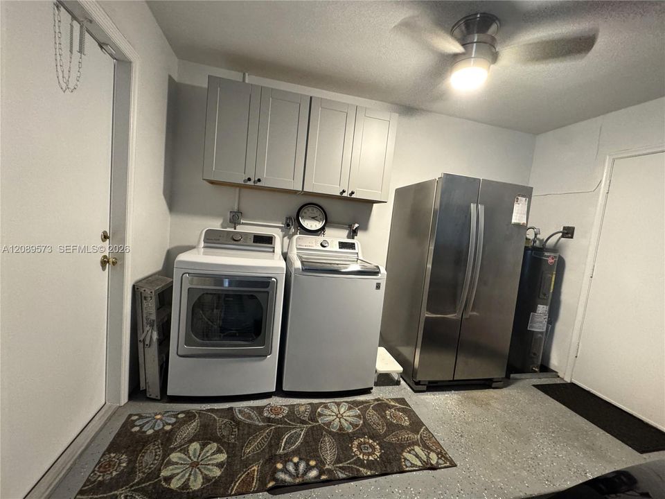 High end appliances - laundry area in garage outside of kitchen. Brand new hot water heater.
