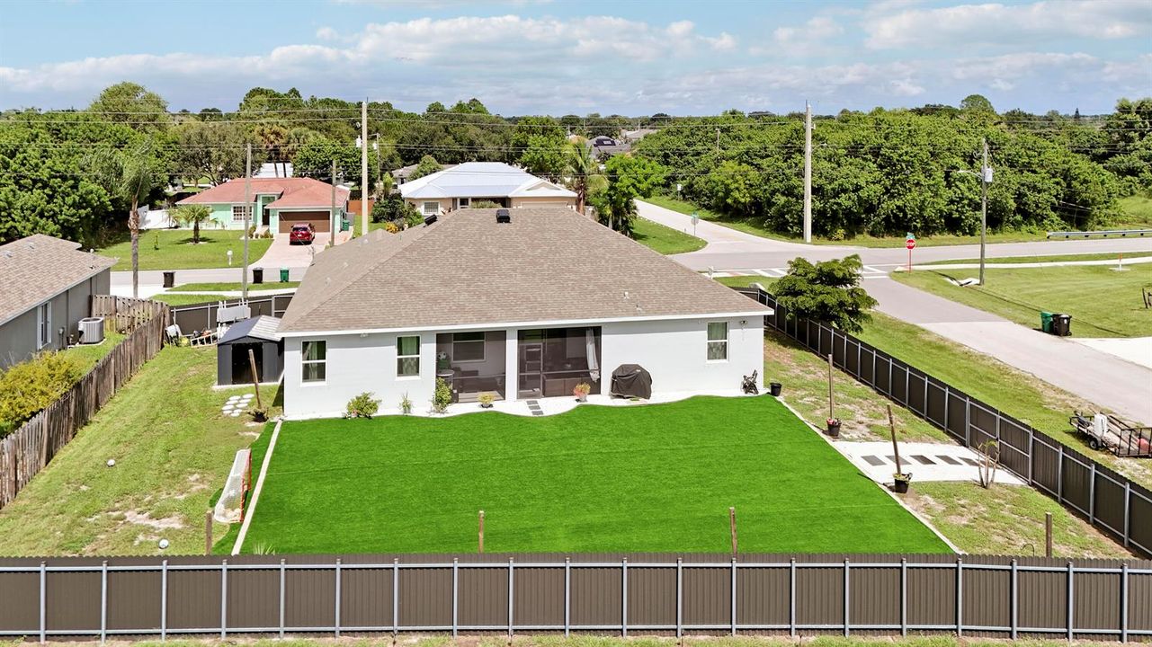 Rear Aerial and Spacious Backyard