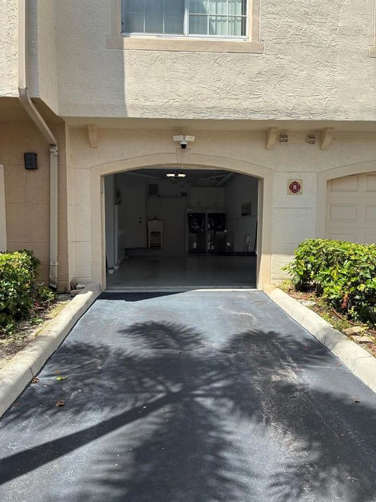 Driveway to open garage