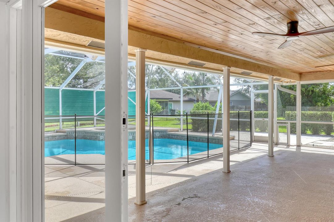 Cedar ceiling covered patio