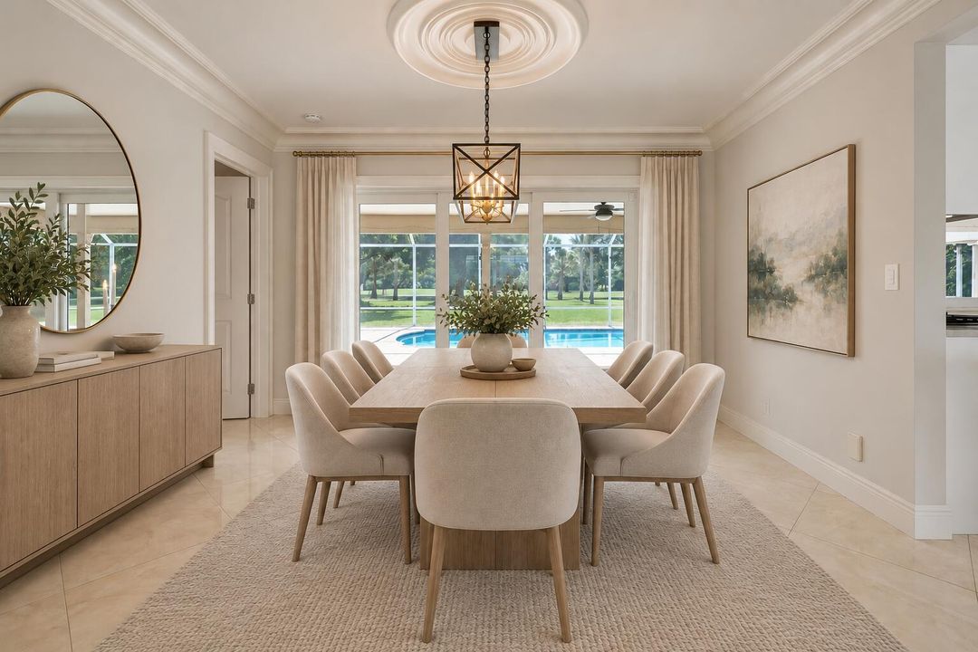 Virtually staged dining room