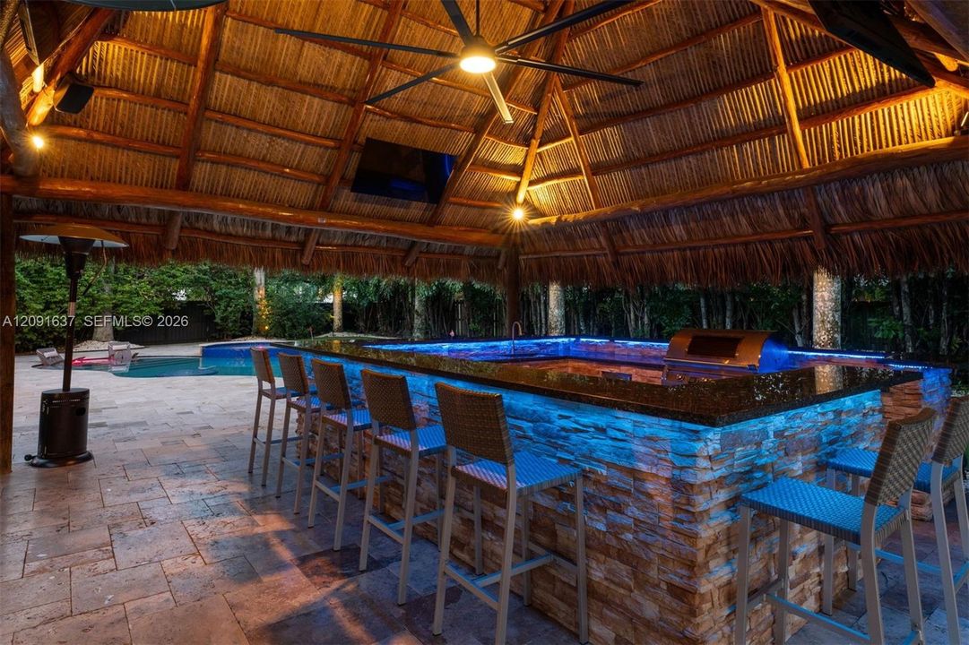 Outdoor bar with refrigerator