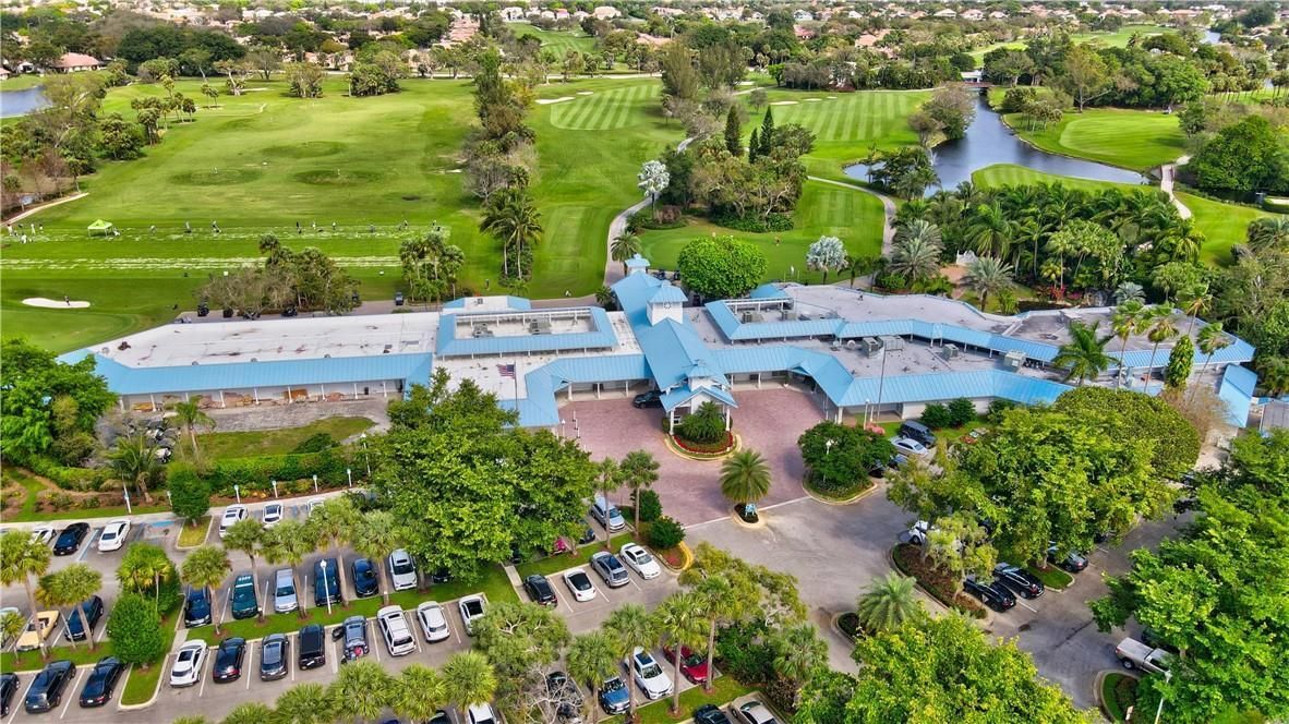Manicured golf fairways.