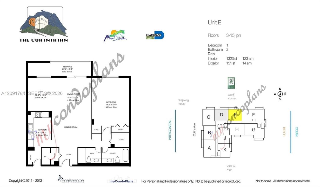 For Rent: $3,450 (1 beds, 2 baths, 1323 Square Feet)
