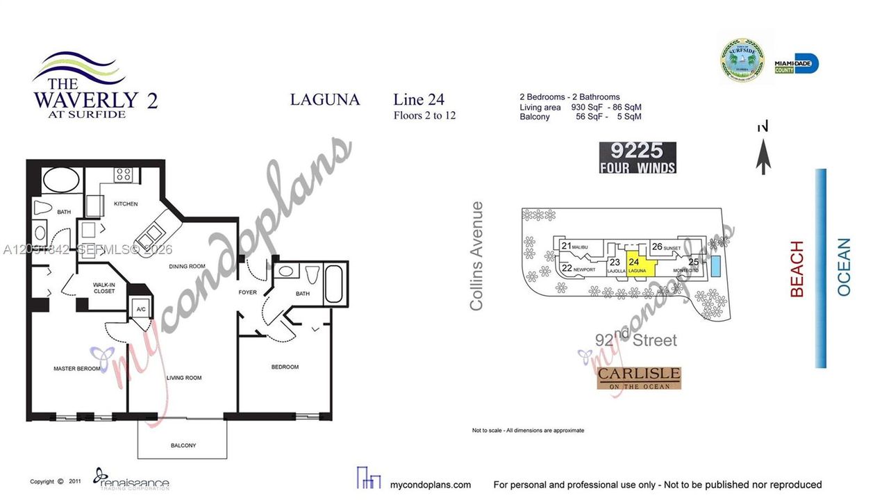 For Rent: $3,815 (2 beds, 2 baths, 930 Square Feet)