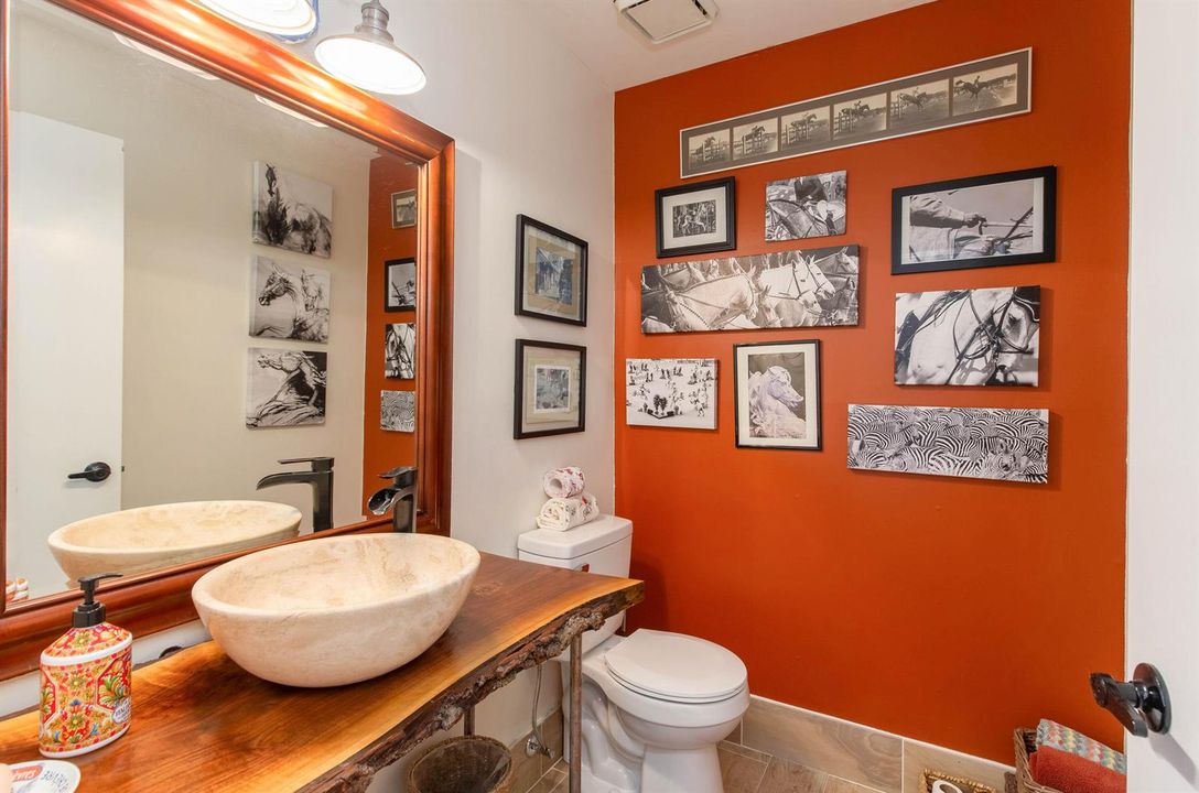 Powder Room with Live Edge wood Counter