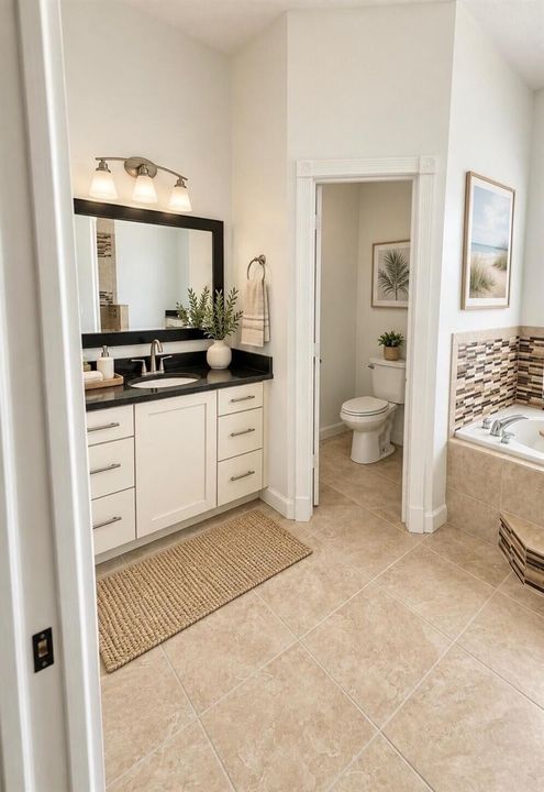 AI staged master bath
