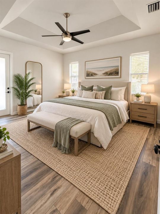 AI staged master bedroom