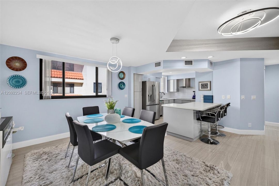 Dining Area Flows Effortlessly into the Kitchen