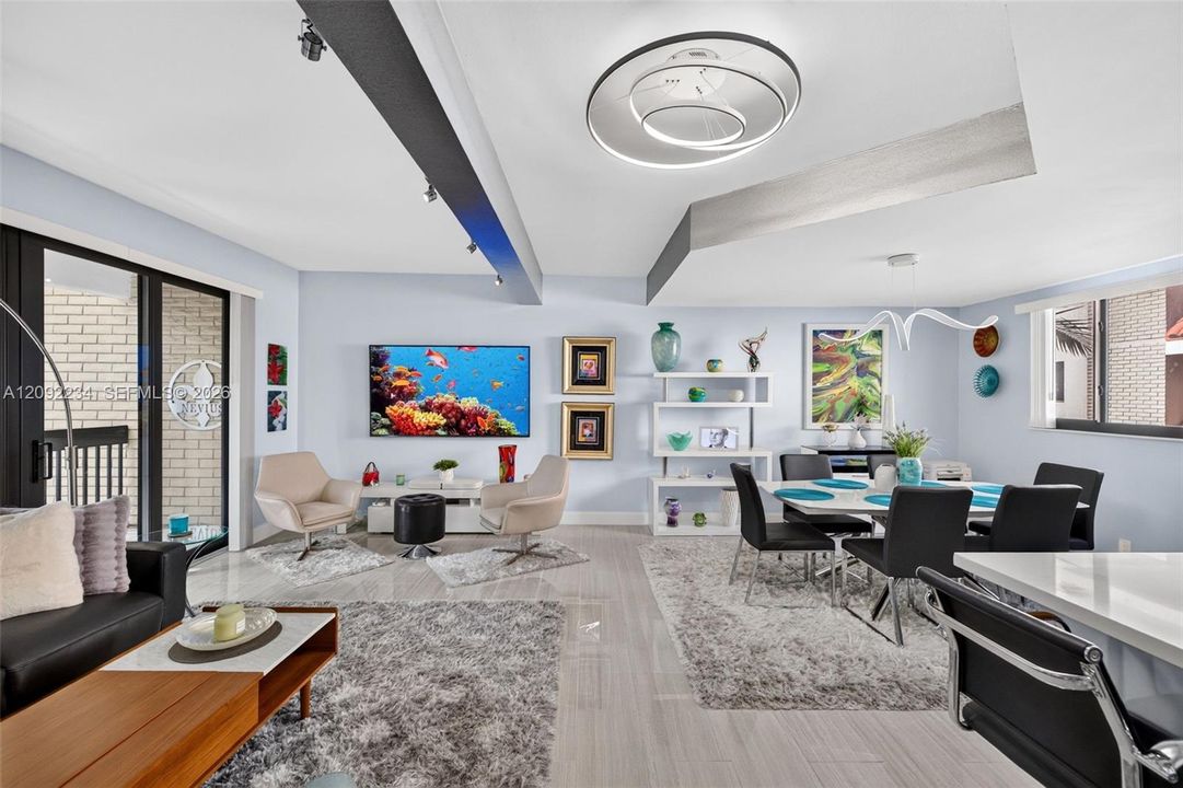 Faux Metal Ceiling Details Gives the Living Space a Sleek Contemporary Look